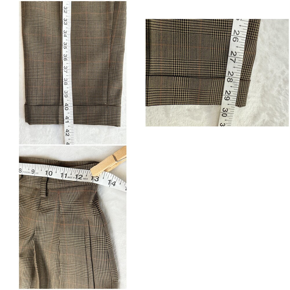 Lauren Ralph Lauren Pants Womens 4 Brown Plaid Wool Cuffed Tapered Altered - Picture 16 of 16